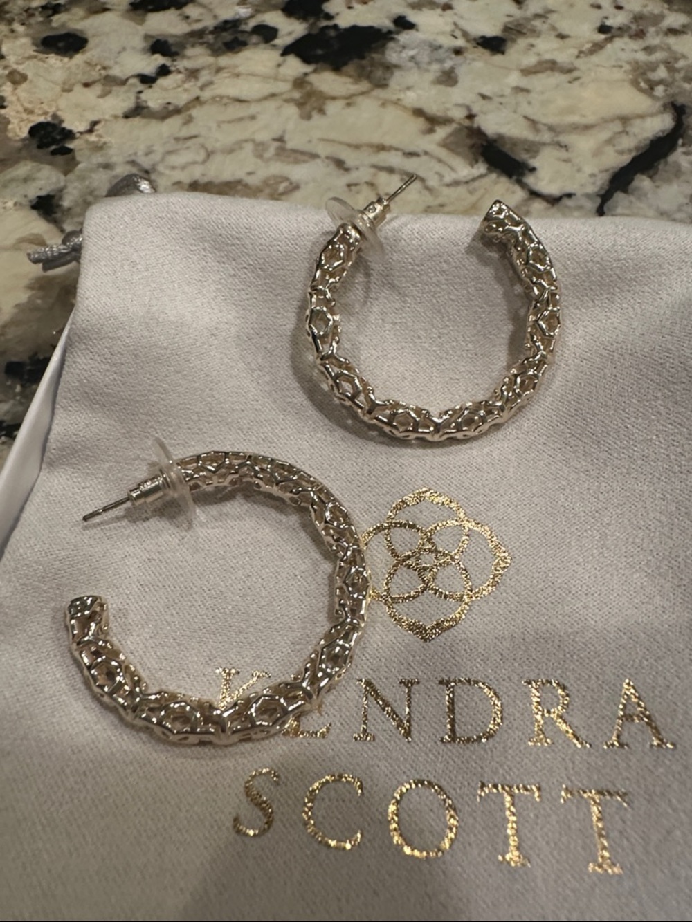 Kendra Scott Gold Textured Filigree Hoop Earrings - Picture 2 of 2